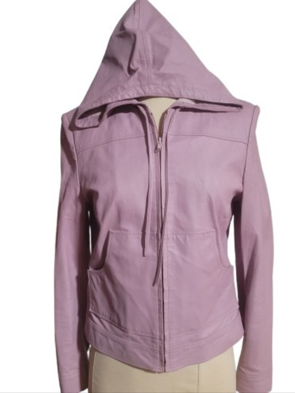 Size 6 Hooded Leather Jacket Lavender